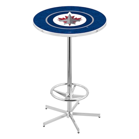 Holland Bar Stool Co 42" Chrome Winnipeg Jets Pub Table L216C4228WinJet